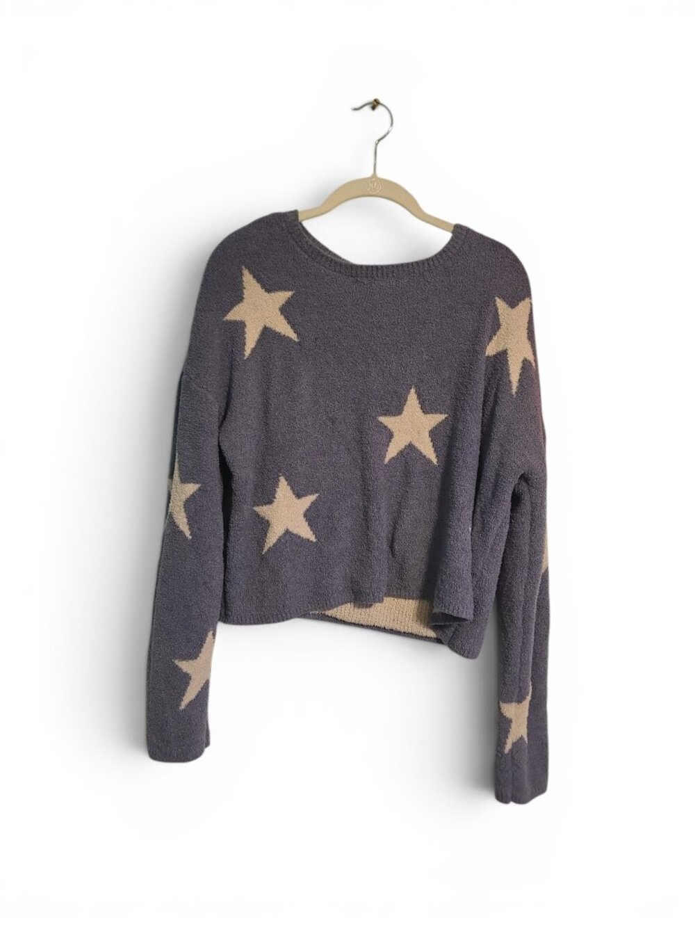 Moon & Madison Blue White Star Patterned Pullover Sweater Size Large